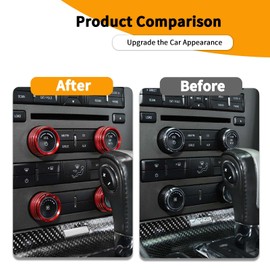 Hoolcar Air Conditioner Switch Knob Cover Center Console Air-Conditioning Switch Knob Cover Compatible with Ford Mustang 2011-2014, Red, 4PCs