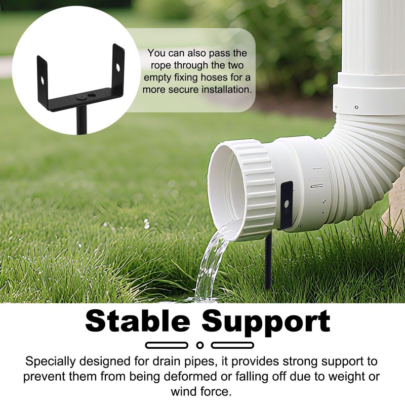 Lyreh 2pcs Rainwater Downspout Bracket, Heavy Duty Galvanized Iron Adjustable