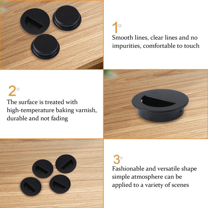 MOROBOR Hidden Concealed Recessed Sliding Door Pull Handles, 2pcs Black