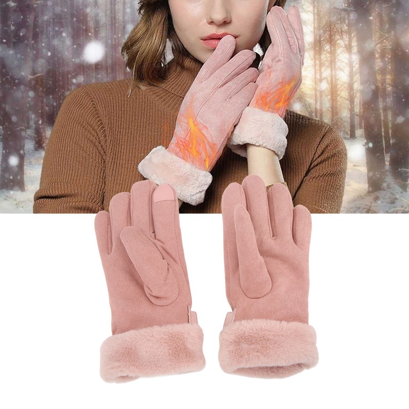 Pink USB Heating Gloves Hand Warmer Touch Screen Design Adjustable