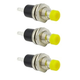 3 Pcs Miniature Push Button Mini Momentary Push Button Switch SPST Reset Switch On Off Switch To Make/Push To Break Yellow