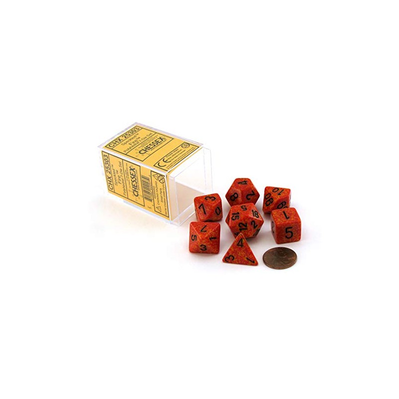 Chessex Dice: Polyhedral 7-Die Speckled Dice Set - Fire