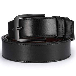 beltox fine Men’s Casual Leather Jeans Belts 1 1/2” Wide 4MM Thick Alloy Prong Buckle Work Dress Belt for Men（Black Belt with Black Buckle，42-44）