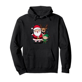 Santa Claus Reindeer Elf Holiday Christmas Pullover Hoodie