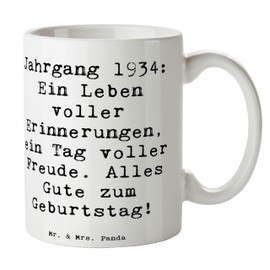 Mr. & Mrs. Panda Tasse Spruch 1934 Geburtstag - Geschenk, besondere Freude, Leben voller Erinnerungen, Kaffeetassen, Jahrgang 1934,
