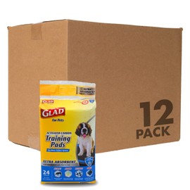 Glad for Pets Heavy Duty Ultra-Absorbent Activated Carbon Puppy Pads with Leak-Proof edges | Training Dog Pee Pads for Dogs Perfect for Training New Puppies | 24 Count - 12 Pack