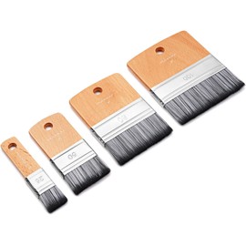 Paddle Surface Brush Set - 4 Pieces Premium Synthetic Painting Brushes with Wooden Handle for Oil and Acrylic Paints | 25/50/80/100 mm Width | Full Control for Paint Application | Paddle Brush