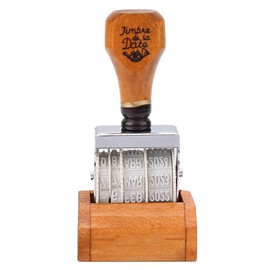 Rubber Date Stamp, Retro Roller Date Stamp Date Stamps Day Month Year with Wooden Handle for Office, Shipping, Receiving, Accounting, Expiration
