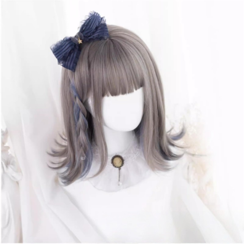 Eileen Gray Blue Wig, Natural Fluffy, Women's, Wig, Straight, Small