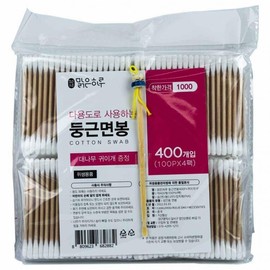 Clear Day Round Cotton Swabs 400pcs + Ear Pick 1P 5 packs