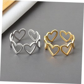 FOMIYES Versatile Aesthetic Rings 2pcs Open Heart Rings for Women for Mother Daughter Girlfriend