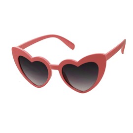 ShadyVEU Trendy Heart Shaped Love Colorful Baby Girl Toddler Ages 2-6 Yrs. Oversize Kids Sunglasses (Coral, Black Lens)