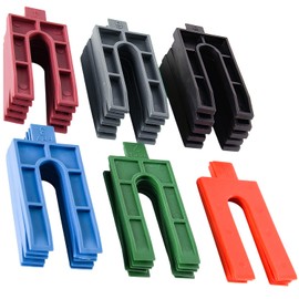 30PCS Professional Plastic Packers Set - 6-Size Horseshoe Spacers (1mm-6mm) 76x33mm for Precision Leveling - PE Shims for Tile, Flooring & Window Installation (5 Each Size, Heavy-Duty)