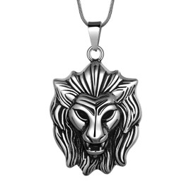 Lion King Head Pendant Necklace - Mens Stainless Steel Animal Leo Pendant Punk Rock Men Jewelry Hip Hop Jewelry Charm Gothic Necklaces SP0126G