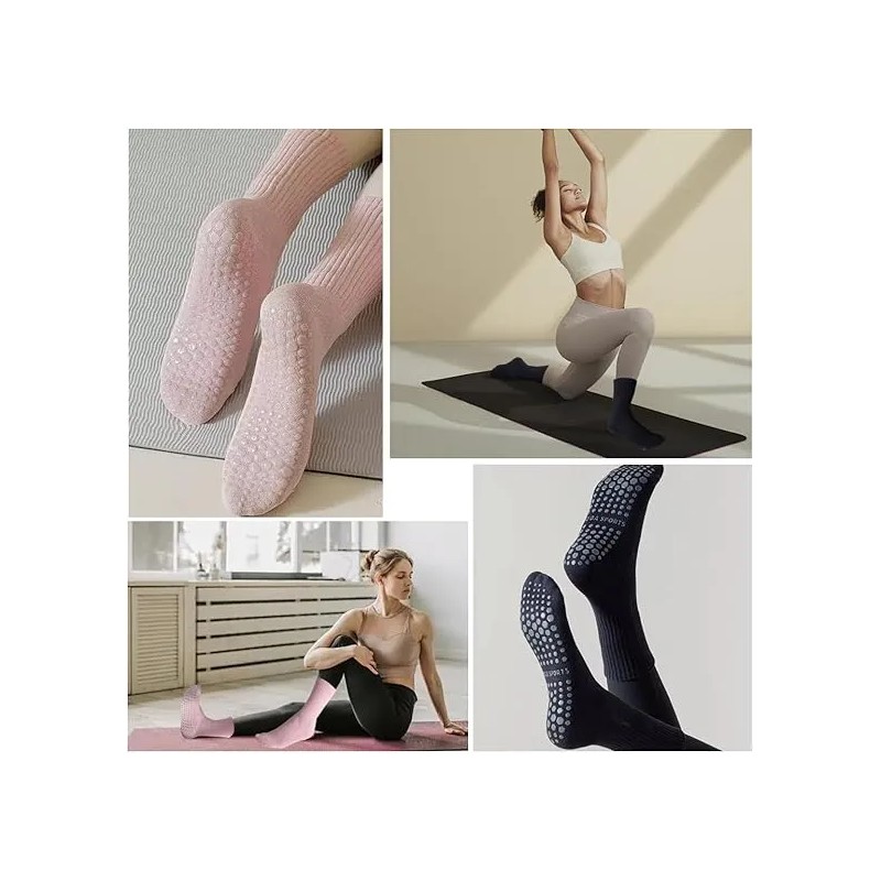 16par Calcetines Yoga Calcetas Antiderrapantes Pilates Mujer