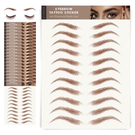 20 Sheets Eyebrow Tattoo Waterproof Eyebrow Sticker, 4D Hair Like Natural Fake Tattoo Eyebrows Peel Off Instant Transfers Brows Shaper Eyebrow Makeup Sticker for Women Girls,Arched Brown