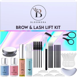 Kit Completo de Laminación de Pestañas y Cejas BLOOMORA, 2 en 1, 6 a 8 Semanas, 15 Aplicaciones, Elevación de Pestañas y Cejas en Casa