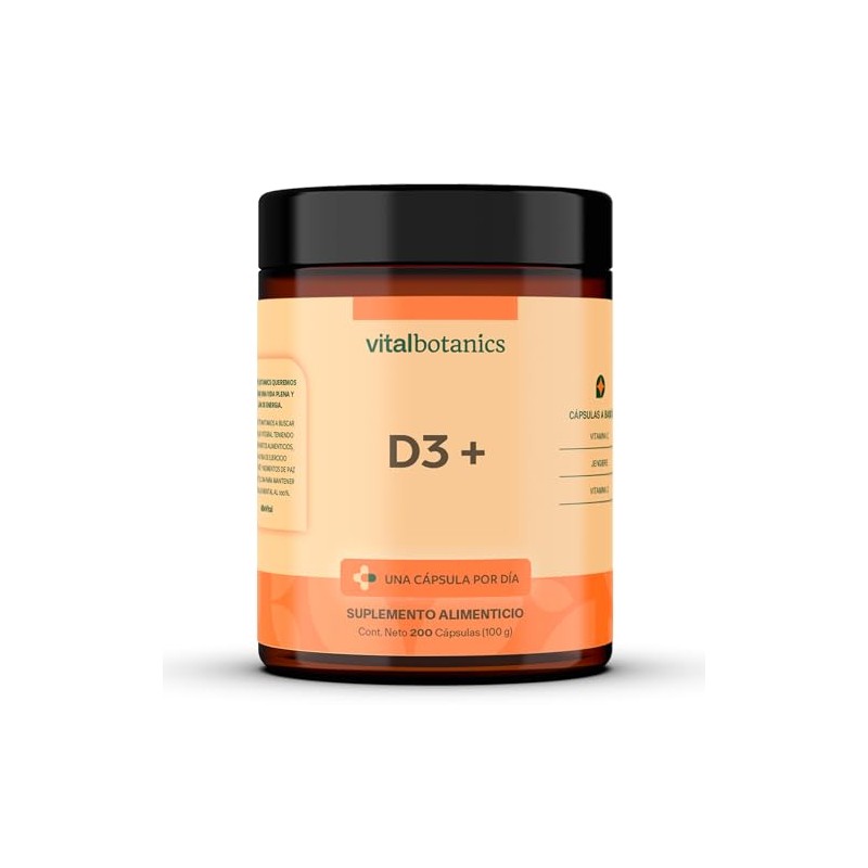Vital Botanics Suplemento Alimenticio Vitamina Jengibre 200 Cápsulas 500 Multivitamínico
