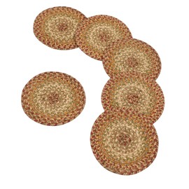 Harvest Premium Jute Braided Trivet by Homespice 8" (Set of 6) Round Beige, Tan Reversible, Natural Jute Yarn Rustic, Country, Primitive, Farmhouse Style - 30 Day Risk Free Purchase