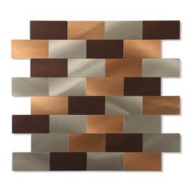 5 - Sheet Peel and Stick Metal Tile Backsplash for Kitchen, Stainless Steel Metal Backsplash Peel and Stick for Bathroom (12''x12'', Blue)