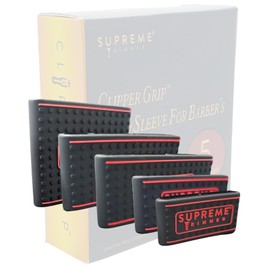 Supreme Trimmer SGR55 Professional Barber Grippers | 5 Piece Non-Slip Clipper Grips, Barber Sleeve for Hair Clipper | Black