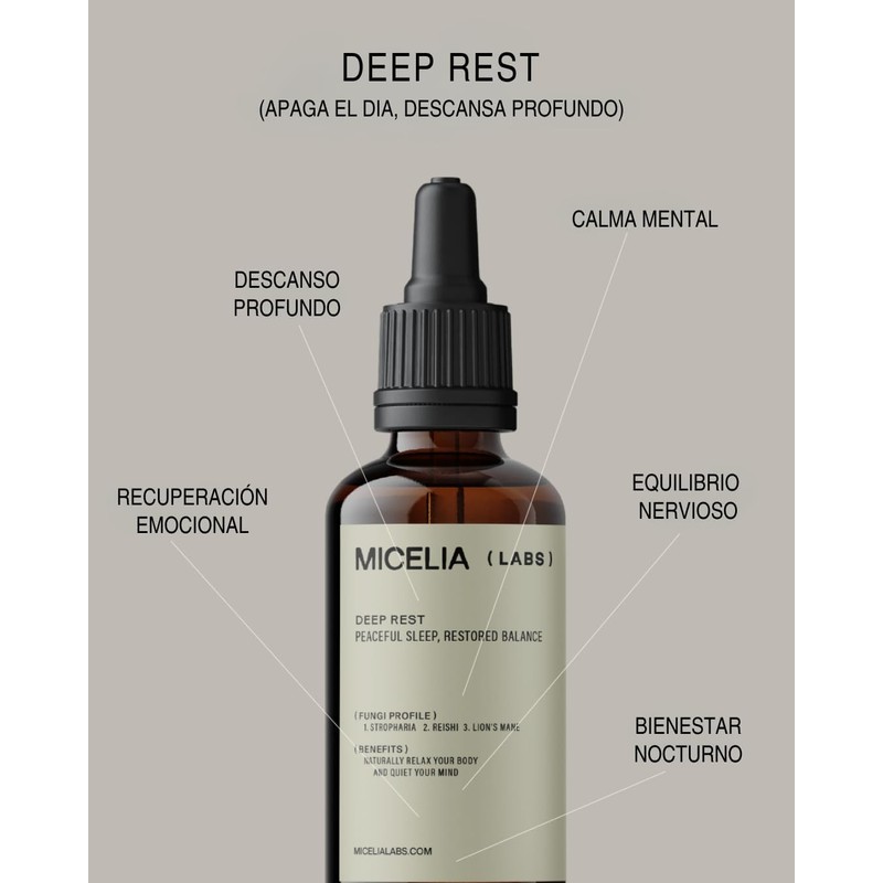 Deep Rest mezcla con Reishi, Melena de León y Stropharia