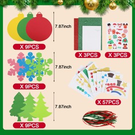 CCINEE Christmas Foam Stickers for Kids Craft, Glitter Christmas Tree Crafts Ornaments Self Adhesive Foam Stickers for Art Craft Making School Activities Home Decorations 60 Sheet a Set