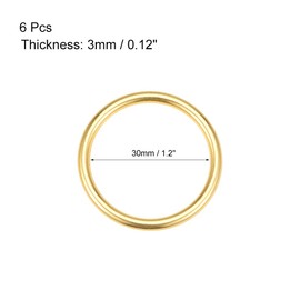 uxcell O Ring Buckle 30mm(1.2") ID 3mm Thickness Zinc Alloy O-Rings for Hardware Bags Belts Craft DIY Accessories, Gold Tone 6pcs