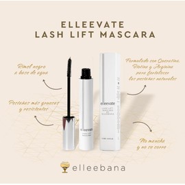 Mascara para pestañas Elleevate by Elleebana 10 ml. A base de agua, color negro, con queratina, biotina y arginina. Fácil de retirar. Perfecto para tratamientos de lash lifting