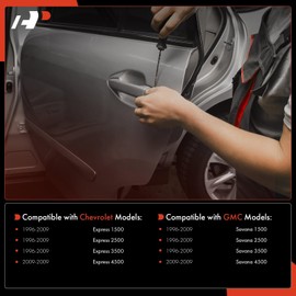 A-Premium - Exterior Door Handle Rear Right Passenger Side - Compatible with 1996-2009 Chevy Express & GMC Savana 1500 2500 3500 4500 Van - Textured Black Sliding Door Handle, w/Key Hole