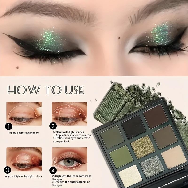 Green Cat Eye Eyeshadow Palette,Green Eyeshadow Palette,Full Matte E-yeshadow P-alette,G-reen