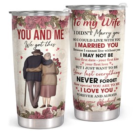Pawzity Gifts for Wife from Husband - Wedding Anniversary, Birthday, Valentines Gift Ideas for Her - Romantic Love Presents - Coffee Drinking Cup with Lid - 20 Oz Stainless Steel Tumbler
