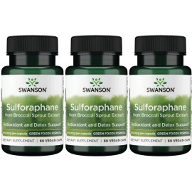 Swanson Sulforaphane Supplement- Broccoli Sprout Extract 400 mcg 3X60 Veg Caps