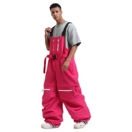 HIEEKDER Womens Mens Snowboard Bibs Snow Super Baggy Waterproof Windproof Insulated Loose Ski Pants Overalls Winter Sport