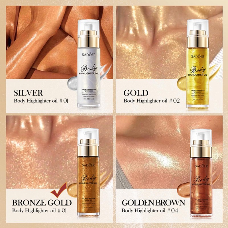 Shimmer Face And Body Oil,Silky Glow Body Glitter Cream Liquid