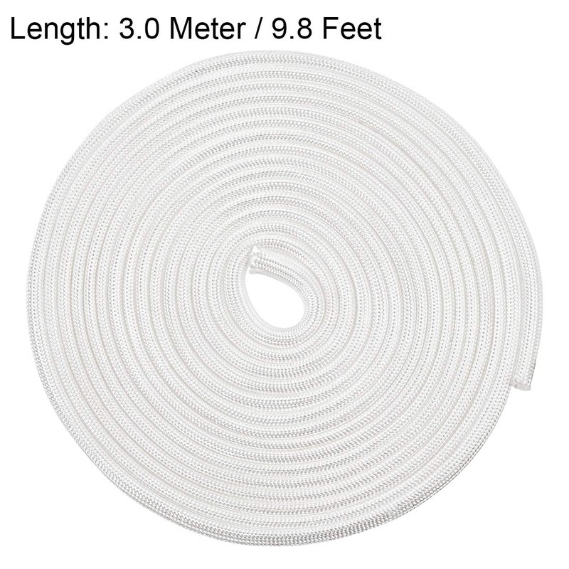 uxcell Insulation Braid Sleeving, 9.8Ft-3mm High Temp Fiberglass Sleeve White
