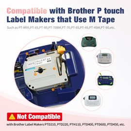 5-Pack Label Tape Compatible with Brother P-Touch M Tape M231 MK-231 M-K231s 12mm 0.47 M Label Maker Tape Refills for Replacement of Brother PTouch PT-M95 PTM95 PT-65 PT-45 PT-80 Label Maker Tape