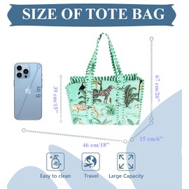 Rastogi Handicrafts Women's Quilted Cotton Tote Bag, Beautiful Printed Tote Bag, Shoulder Bag, Travel Bag, Green