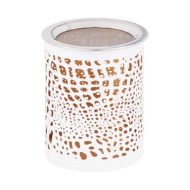 Bitto Bellary Lantern and Incense Burner White/Gold, Height: 10 cm, Diameter 8 cm, with Stainless Steel Strainer Diameter 9 cm