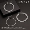 JEMARA JEMARA Mens Silver Bracelet,Stainless Steel Silver Bracelet for Men