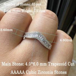 Newshe Jewellery Wedding Bands for Women AAAAA Cz 925 Sterling Silver Eternity Promise Rings for Her Trapezoid Size 6