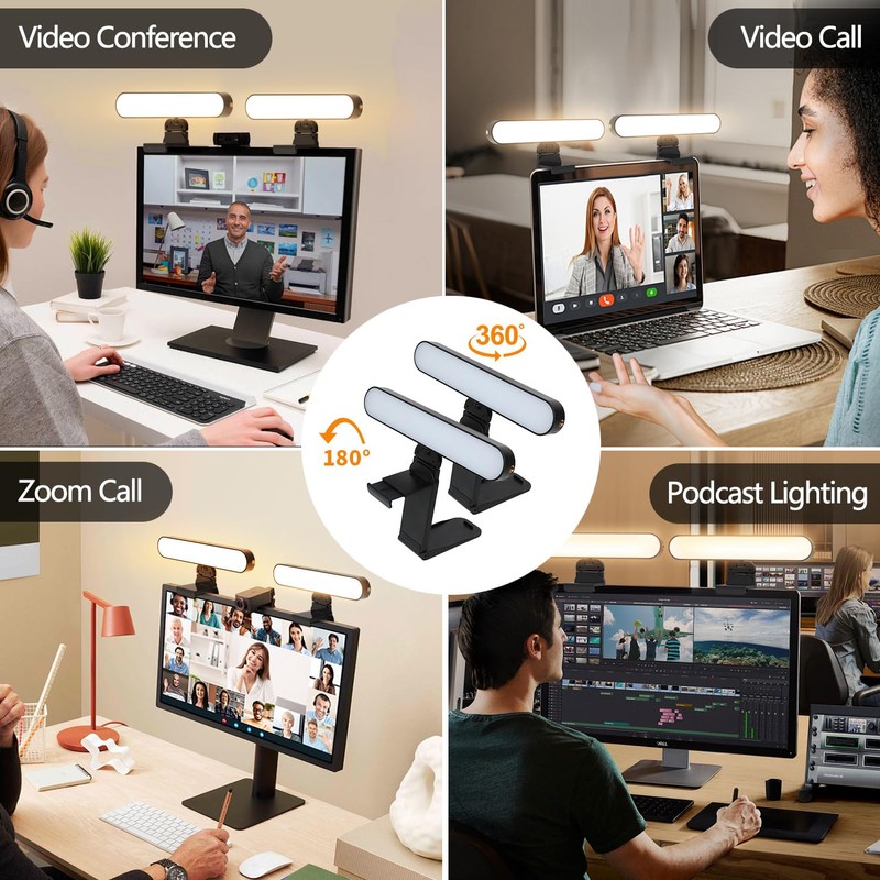 yAyusi Dual-lamp Video Conference Lighting, LED Streaming Light with Remote