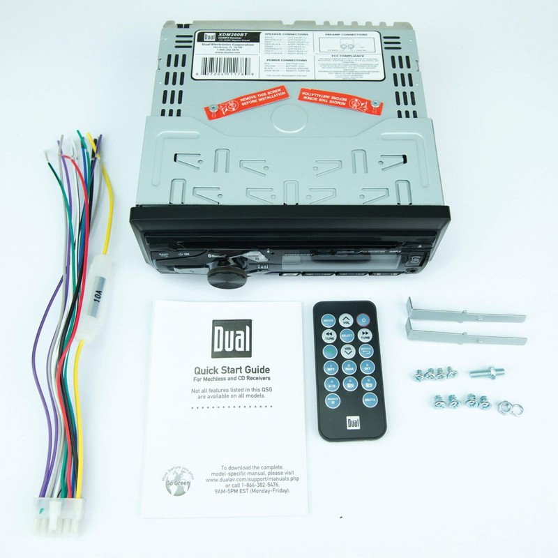 Dual Electronics XDM280BT Single-DIN in-Dash CD Receiver with Bluetooth, Blue,