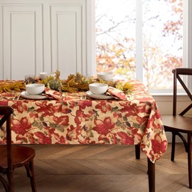Elrene Home Fashions Harvest Festival Fall Printed Tablecloth, Multi 52" x 52" (Tablecloth)