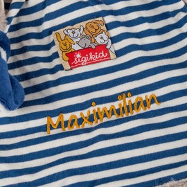 Sigikid Snuffle Blanket Raccoon with Embroidered Name Blue One Size