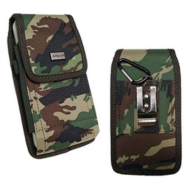 AIScell Pouch Canvas Rugged Camo Case with Metal Clip Holster for Moto Z4, Z3, One Zoom, Action, Hyper, G7 Plus, G7; REVVLRY+