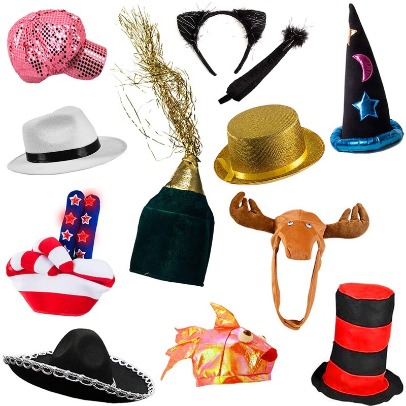 Funny Party Hats 6 Assorted Dress Up Costume & Party
