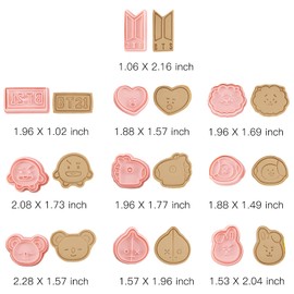 Kpop Army - Juego de cortadores de galletas con sellos de émbolo, 8 piezas estampadas en relieve para moldes de galletas para galletas, fondant y queso