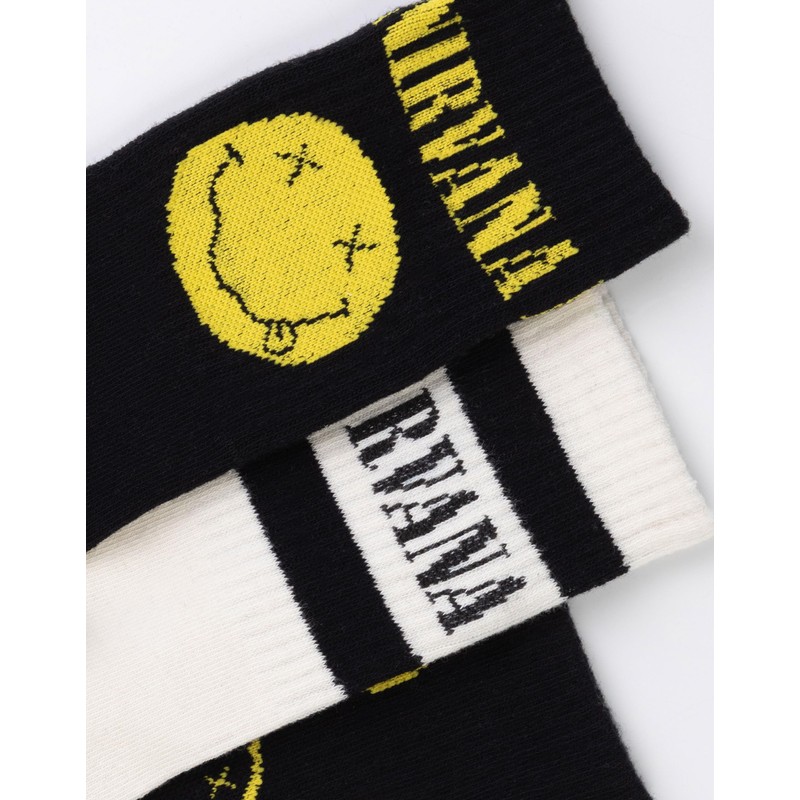 Nirvana Herren-Wadensocken in Schwarz, Weiß und Gelb, 3er-Set | Klassisches