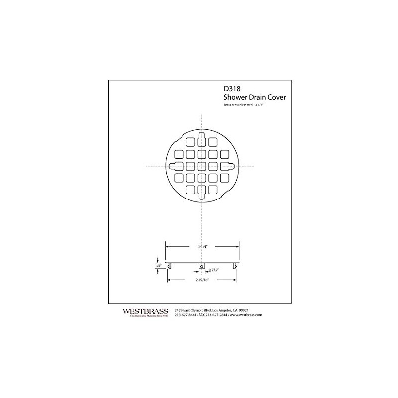 Westbrass Casper Snap-in Shower Strainer, Polished Chrome, D318-26